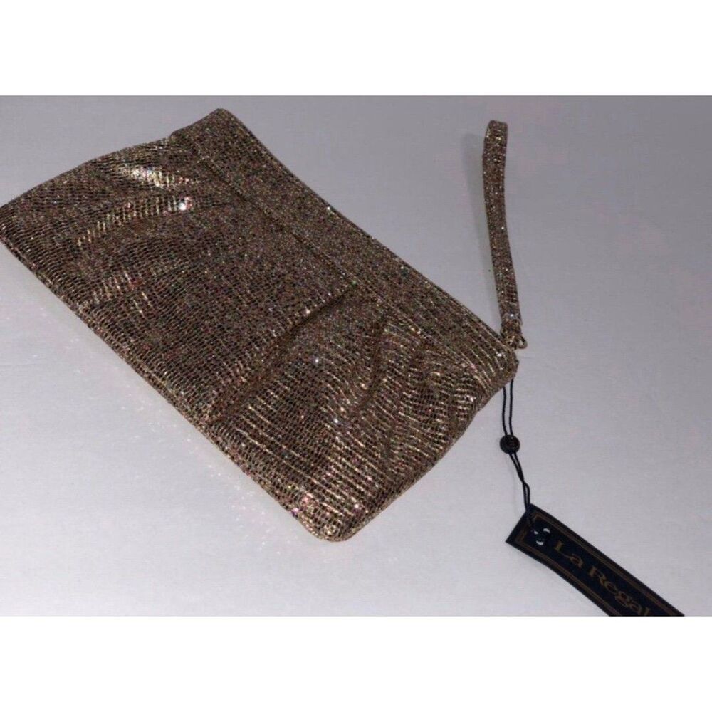 La Regale clutch glitter gold and rainbow flake clutch purse B15